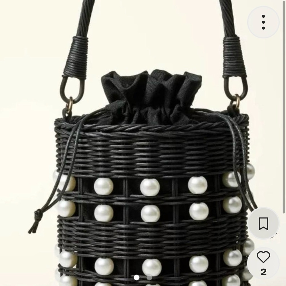 Kate Spade x Target Black Wicker Bucket Bag with Pearl Accents